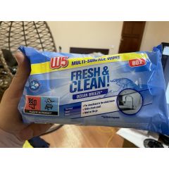 Серветки вологі для прибирання w5 ocean breeze 80 шт німеччина