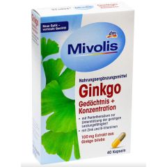 Вітаміни для покращення пам'яті Mivolis Ginkgo Gedächtnis + Konzentration